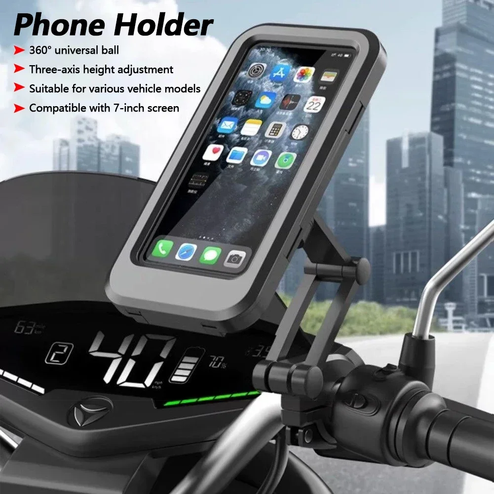 Universal Waterproof 360° Swivel Phone Mount for Motorcycle/Bike Adjustable GPS Holder for Cellphones & Navigation Apps