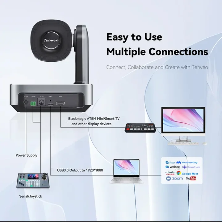 Tenveo Best Selling PTZ VL 11H Series 10x Optical Zoom Video Conference Camera 1080P for Worship Events