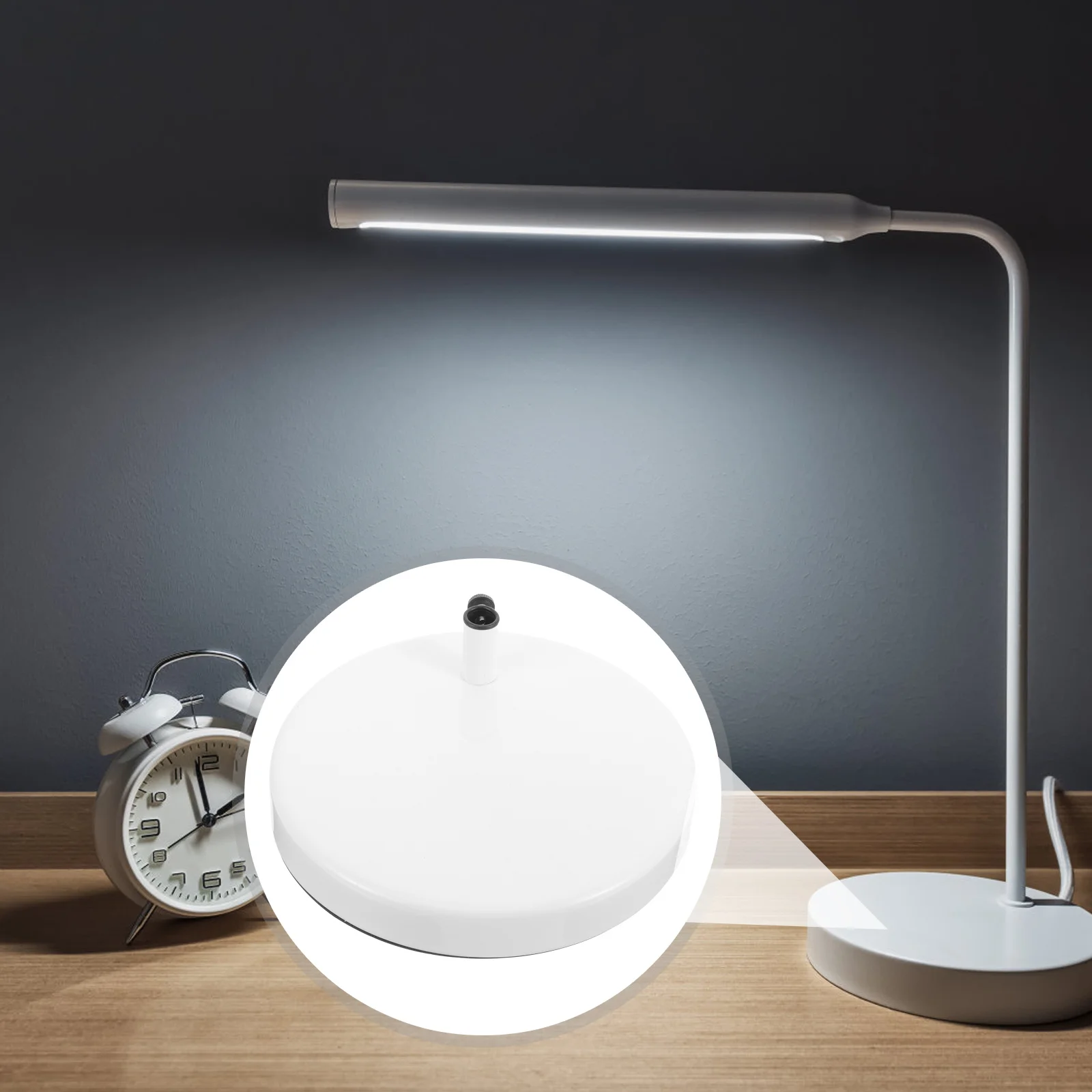 

Round Table Lamp Base Iron LED Light Display Base Night Lamp Bases for Small Spaces Compatible with Swing Arm Lamps