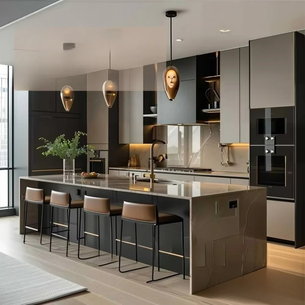 Solid Wood Kitchen Cabinet Natural Grain Shaker Style Soft Close Hinge Dovetail Drawer for Modern Luxury Home