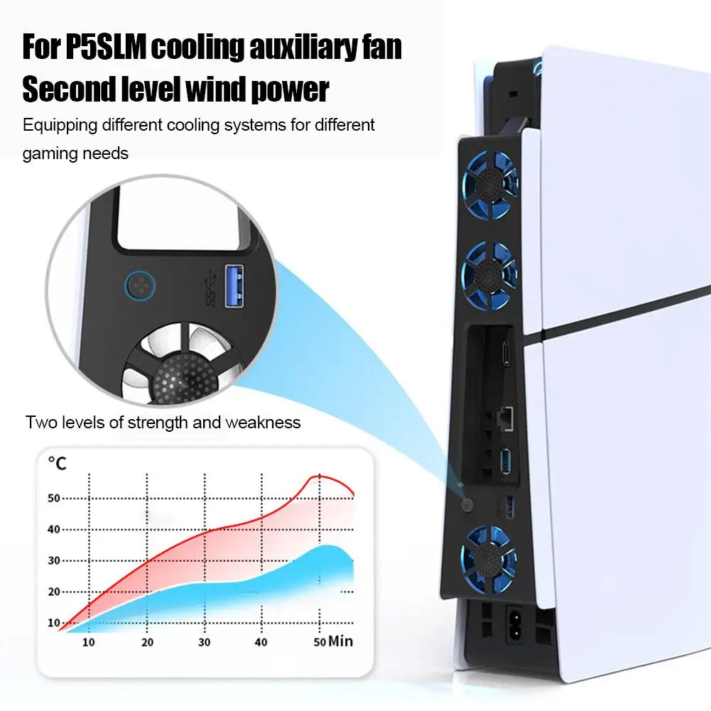 Cooling Fan For Ps5 Slim Digital Version Optical Drive Version 2speed Adjustment With Usb3.0 Interface Game Console Ac W1a8