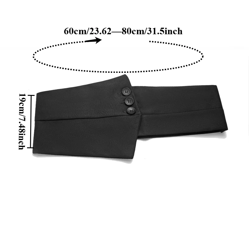 Fashionable Black Wide Buttoned Waist Cincher for Shirts Korean-Style High-End Dress Accessory Versatile Women’s Belt
