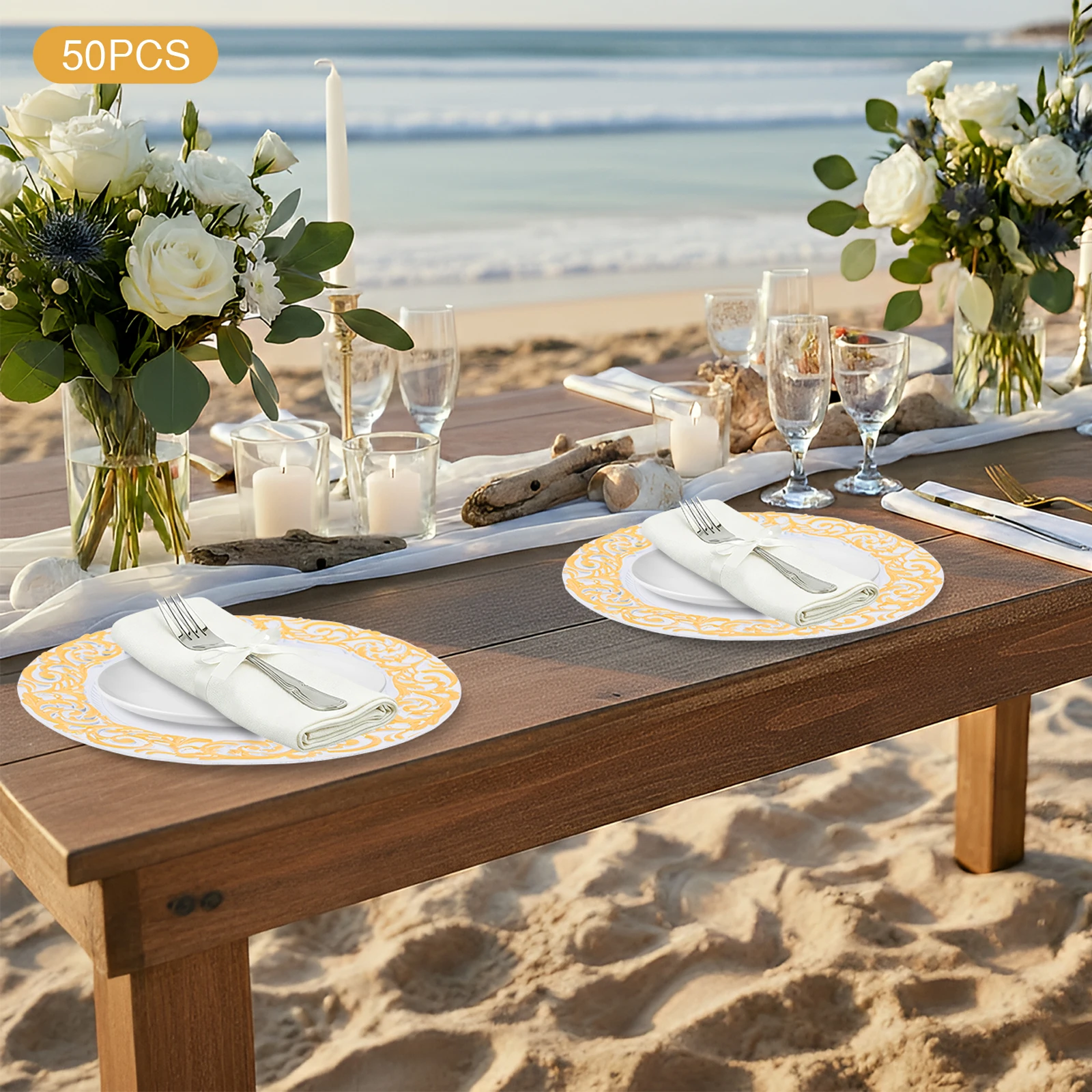 

Durable Fade-Resistant Charger Plates, Matches Salad/Dinner Plates, Elegant Two-Tone&No Assembly Required