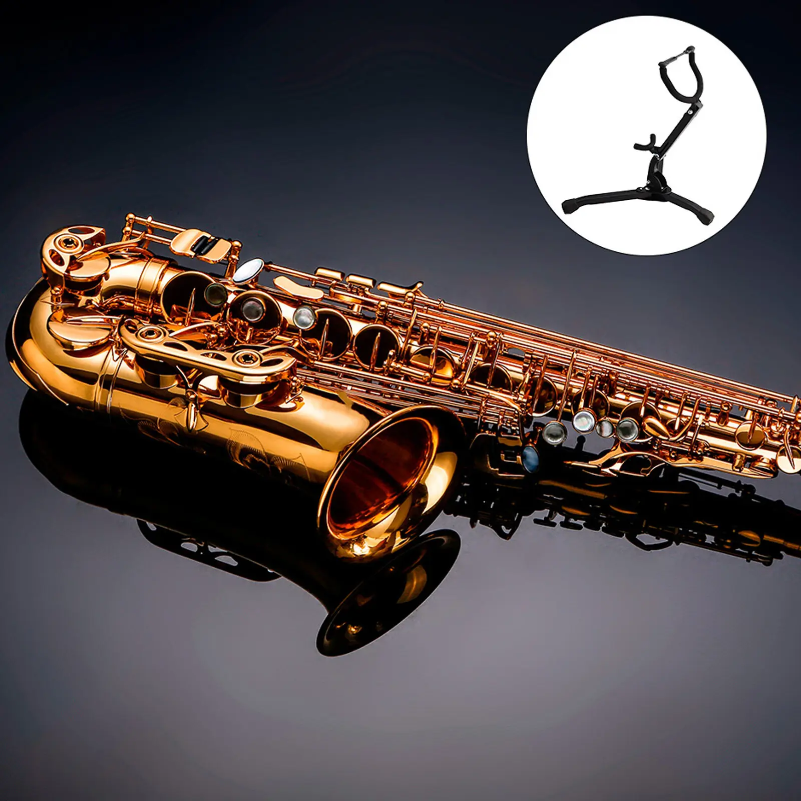 Universal Saxophone Display Rack – Portable Foldable Tripod Holder with Stable Triangular Base