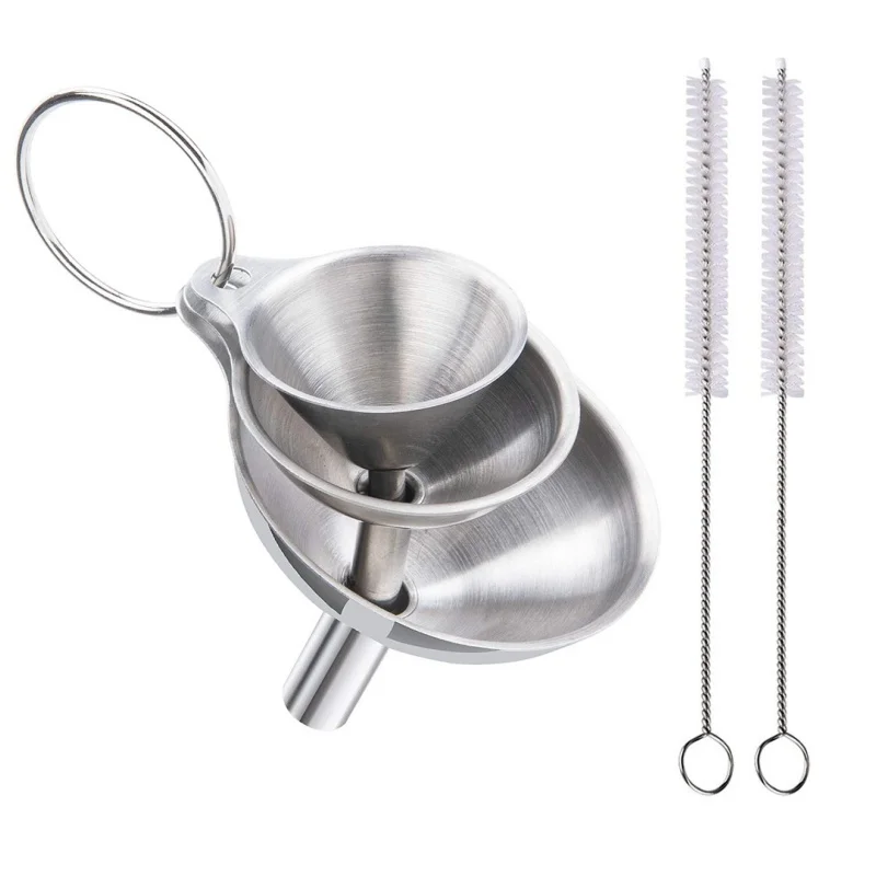 3/5 Pcs Stainless Steel Kitchen Funnels Set Food Grade Metal Funnels for Filling Bottles Small Funnels for Essential Oil Spices