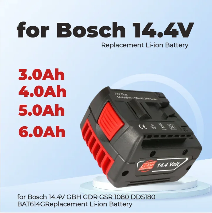 

Аккумуляторная батарея для электроинструмента Bosch 14,4 В 6000 мАч для GBH GDR GSR 1080 DDS180 BAT614G, сменный литий-ионный аккумулятор с зарядным устройством