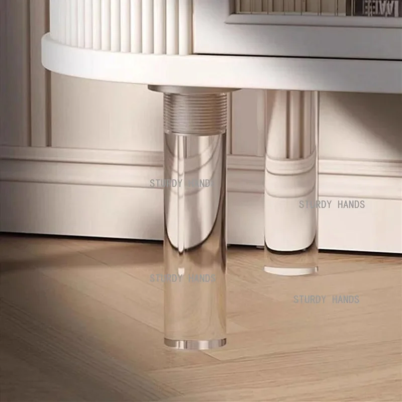 2PCS Cylindrical Transparent Acrylic Furniture Legs, Metal Flange Base,Table Legs, Sofa Cabinet/TV Stand Legs, with Screws