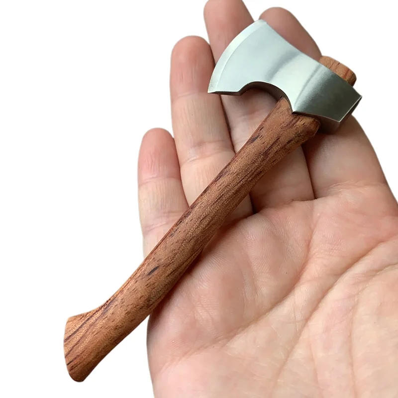 Mini Mountain Axe com Cabo de Madeira Outdoor Camping Utility Pocket Edc Faca de Lâmina Fixa Ferramentas Manuais para a Sobrevivência Aço Inoxidável