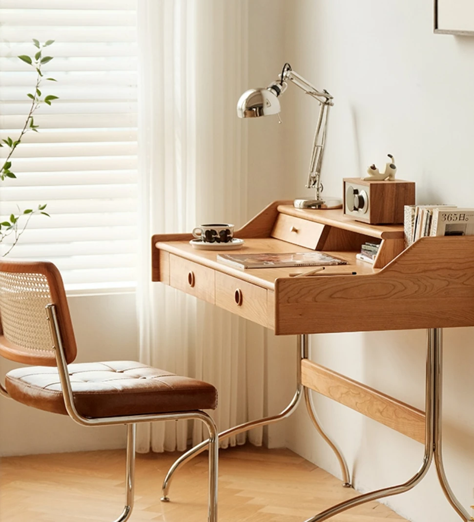 Retro solid wood desk, antique furniture, Japanese writing desk, learning computer desk