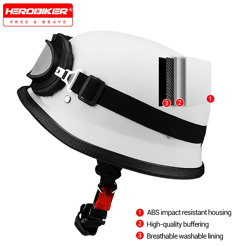 

Retro Helmets For Motorcycles German Leather Vintage Helmet Motorcycle Open Face Helmet Men Women Biker Pilot DOT Certification