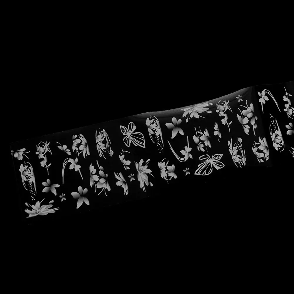 กระดาษถ่ายโอนเล็บรูปดอกไม้รูปทรงผีเสื้อสติกเกอร์เครื่องปั้นดินเผานำมาสะดวกสติกเกอร์เล็บสีขาวความจุขนาดใหญ่แต่งเล็บ