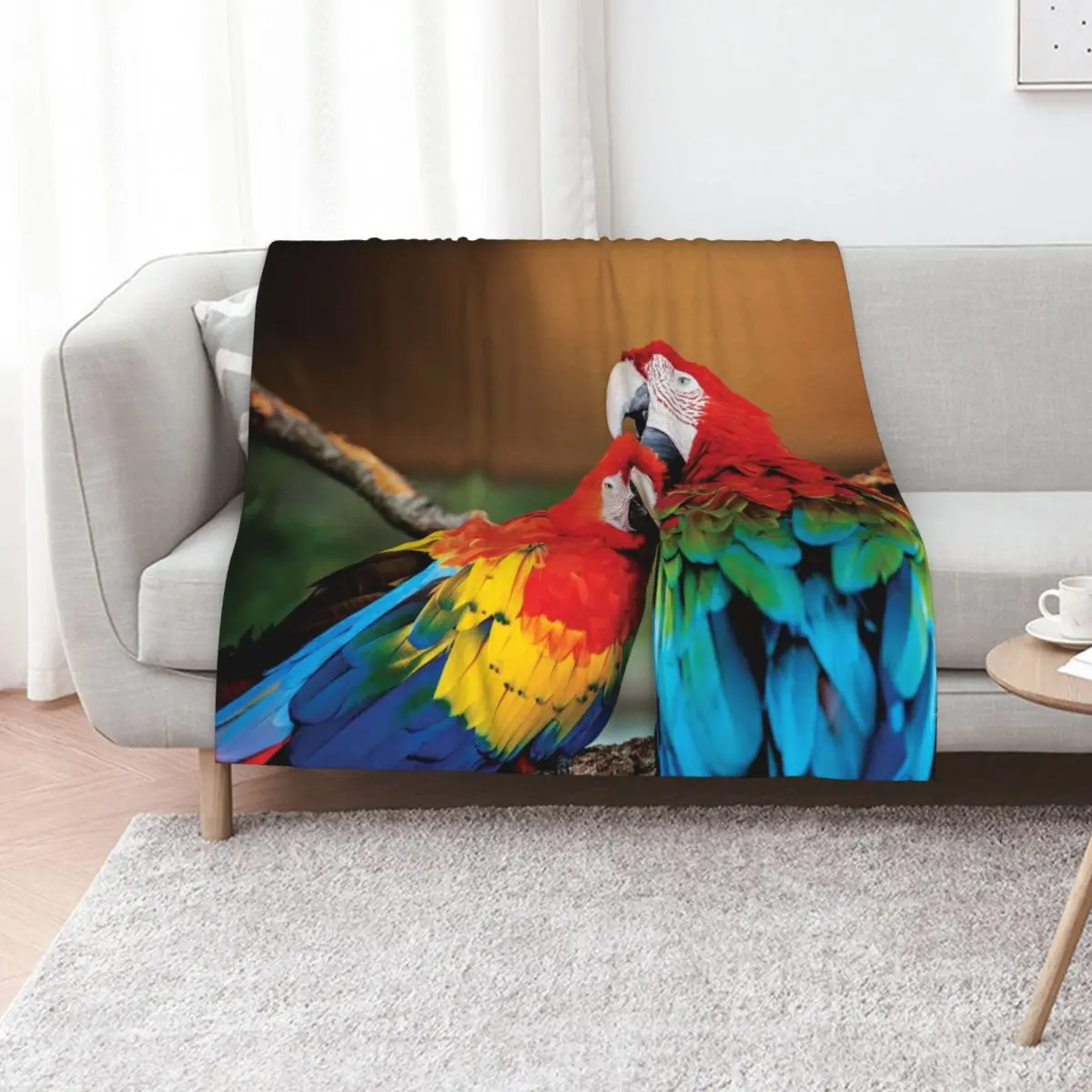 Macaw couple Throw Blanket For Baby Thermal anime For Sofa Thin Moving Soft Plaid Blankets