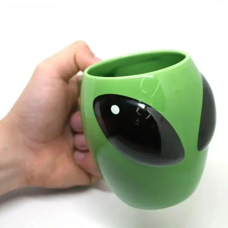 Green 3D Alien Mug Glazed Ceramic Coffee Cup Space Universe UFO Design Gift Party Favor for Kid Boy Creative Gift(400 Ml)