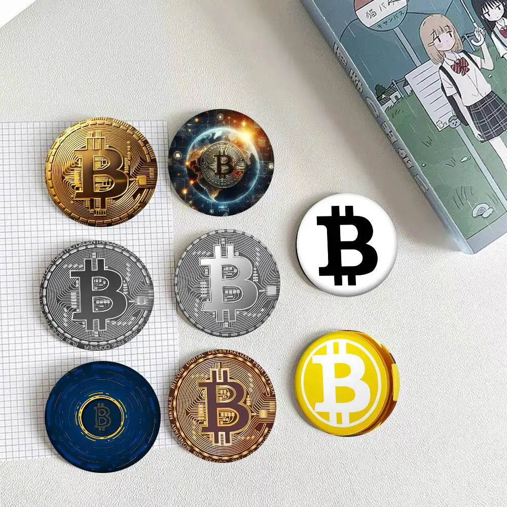 Classic Virtual Currency Bitcoin Cartoon Style Badge Brooches On Backpack Decoration Round Enamel Pins For Accessorys