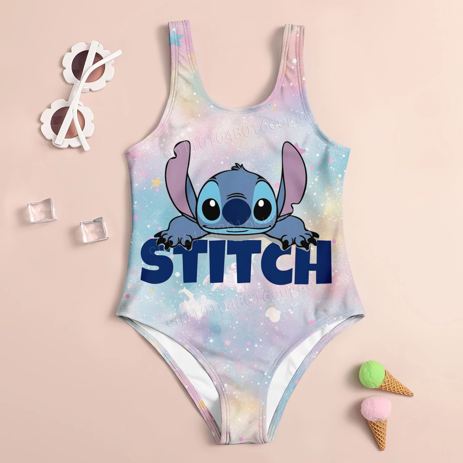

Lilo & Stitch Cartoon Swimsuit Girl's Casual Cute Style Swimsuit Summe Beach Printed Cartoon Pattern Sports Comfortable Swimsuit