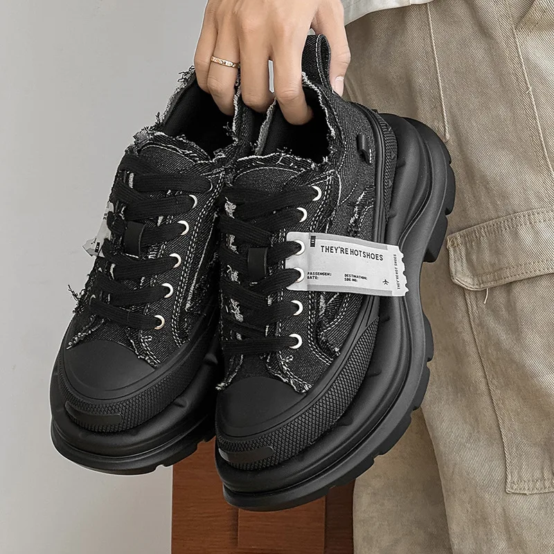 

Парные модные парусиновые туфли с открытым ртом и улыбкой, мужские и женские парусиновые туфли с бисквитом на толстой подошве