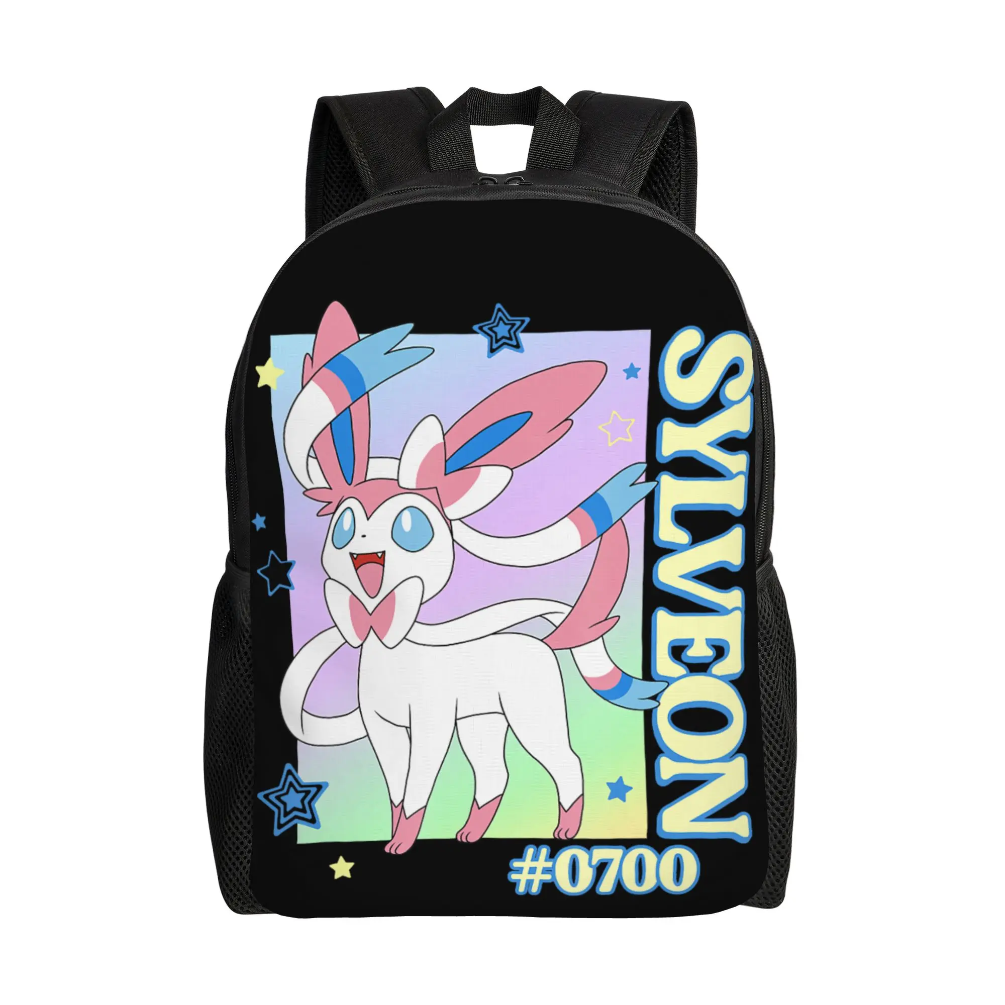 Pokemon backpacks Sylveon Happy Colorful Portrait Unisex Adults Daypack  mochila Campus Retro Washable Rucksack