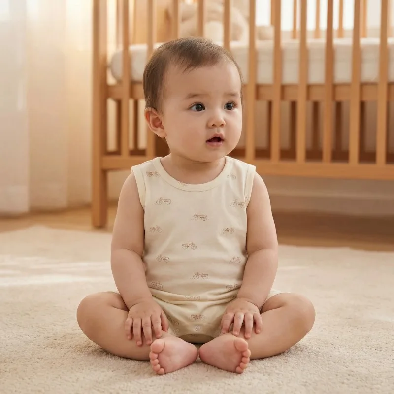 Cartoon Print Baby Romper Sleeveless Cotton Going Out Bodysuit Summer 2026 New Breathable Newborn