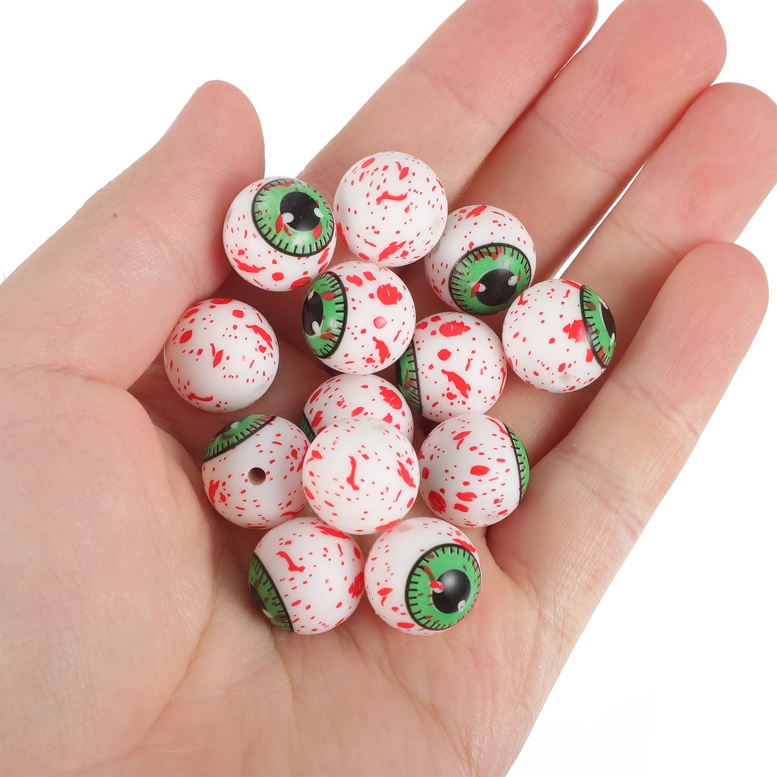 20pcs Silicone Beads 15mm Red H print Jewelry Making DIY Lightweight Craft Necklace Decor Halloween Bracelet Accessories