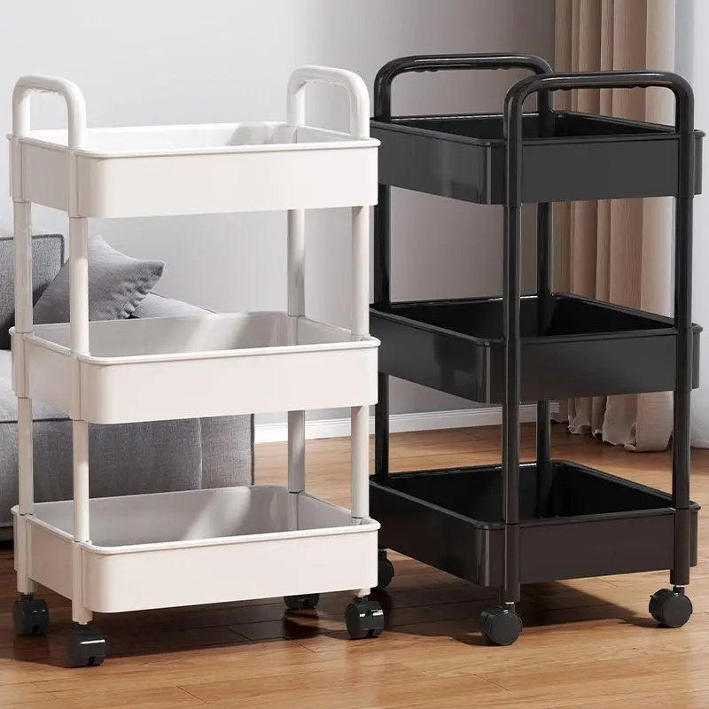 Hot 3/4 Tier Multi-functional Household Trolley With Handle And Wheels To Move Bathroom Shelves Household Snacks Storage Rack