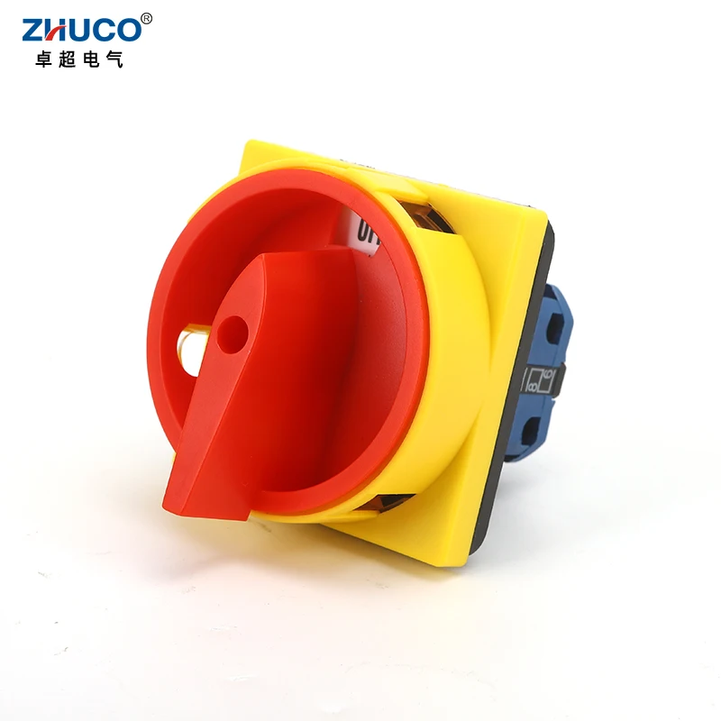 

ZHUCO SZW26-202GS 64X64mm Panel 2 Pole 8 Screw OFF-ON 20A Rotary Cam Switch Changeover Control Power Cut-off Switch with Padlock