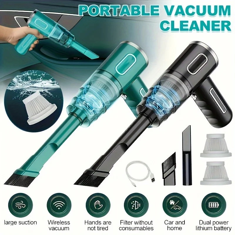 Portable Wireless ABS Car Vacuum Cleaner - Powerful Mini Cleaning Machine for Home And Carpet Dust Extraction Home Appliance