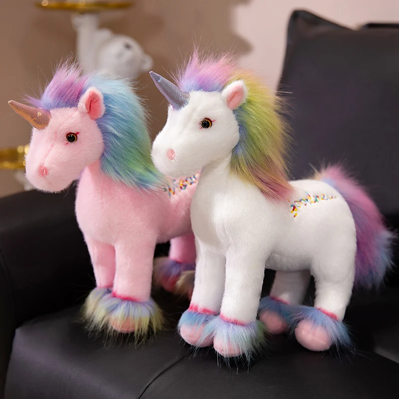 32 ซม.การ์ตูน Rainbow Unicorn ตุ๊กตา Plush คุณภาพสูงน่ารักสีสันผมยูนิคอร์นตุ๊กตาสัตว์ตกแต่งบ้านของขวัญเด็ก