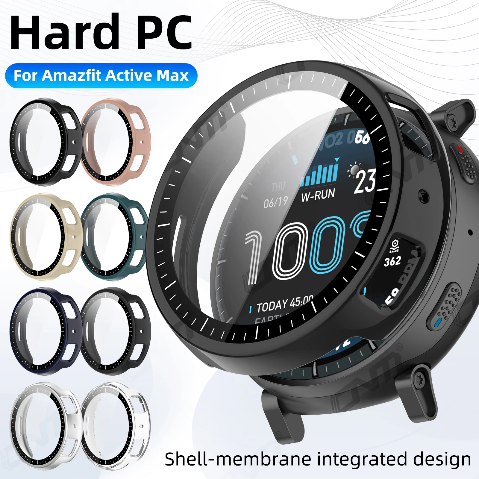 

Watch Case for Amazfit Active Max Tempered Glass Screen Protector All-Around Hard PC Protective Bumper Cover Accessories