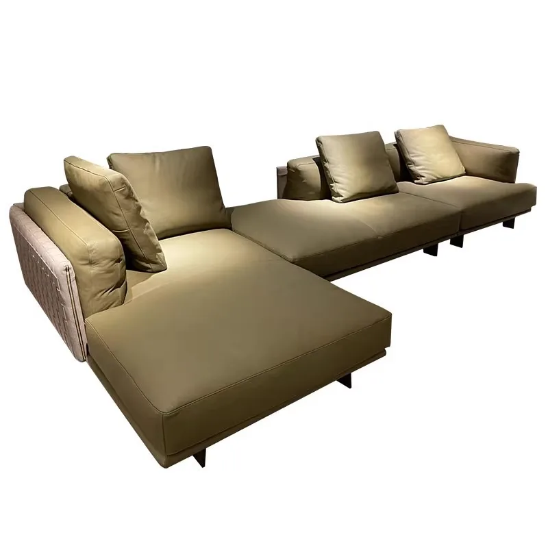 

Leather, sofa, combination, Italian, minimalist, light luxury, living room, high-end