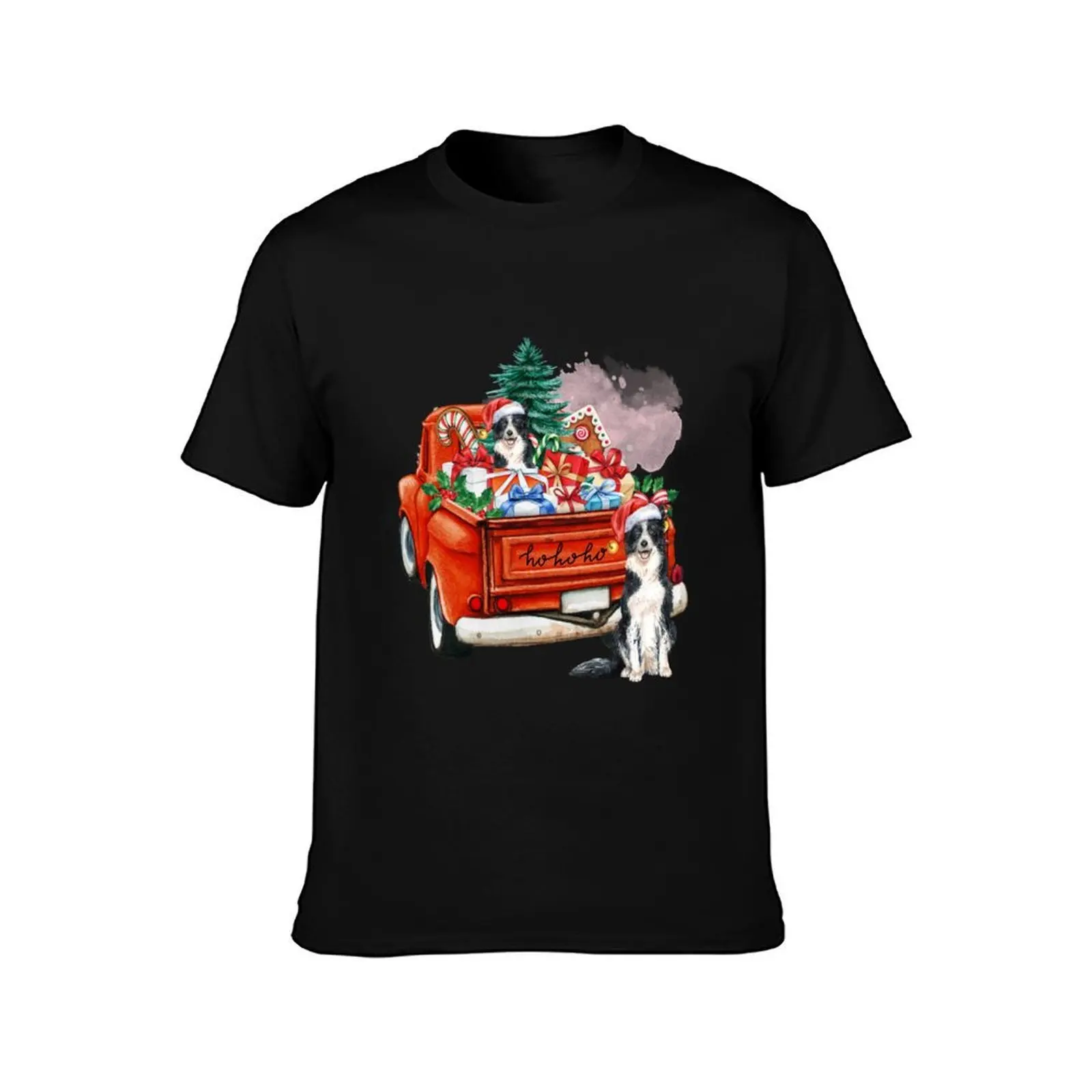 Border Collie Christmas: Border CollieAnd Christmas Car T-Shirt, Summer Casual Cotton Tee, Oversized Streetwear Tops