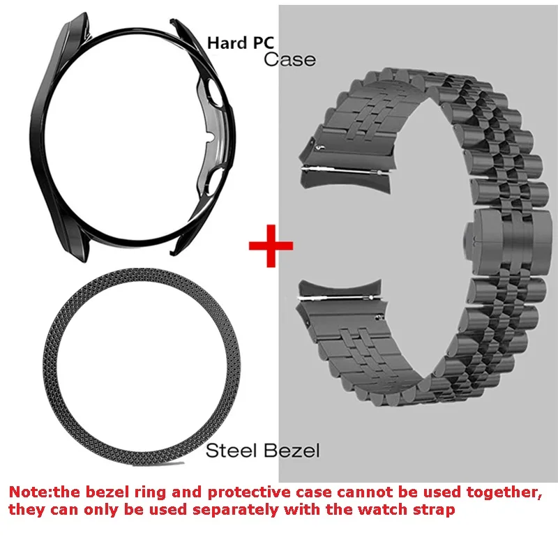 3pcs for Samsung Galaxy Watch 4 5 Band 40mm 44mm Case+Bezel Ring+No Gaps Metal Strap Galaxy Watch 4 classic 46mm 42mm Bracelet