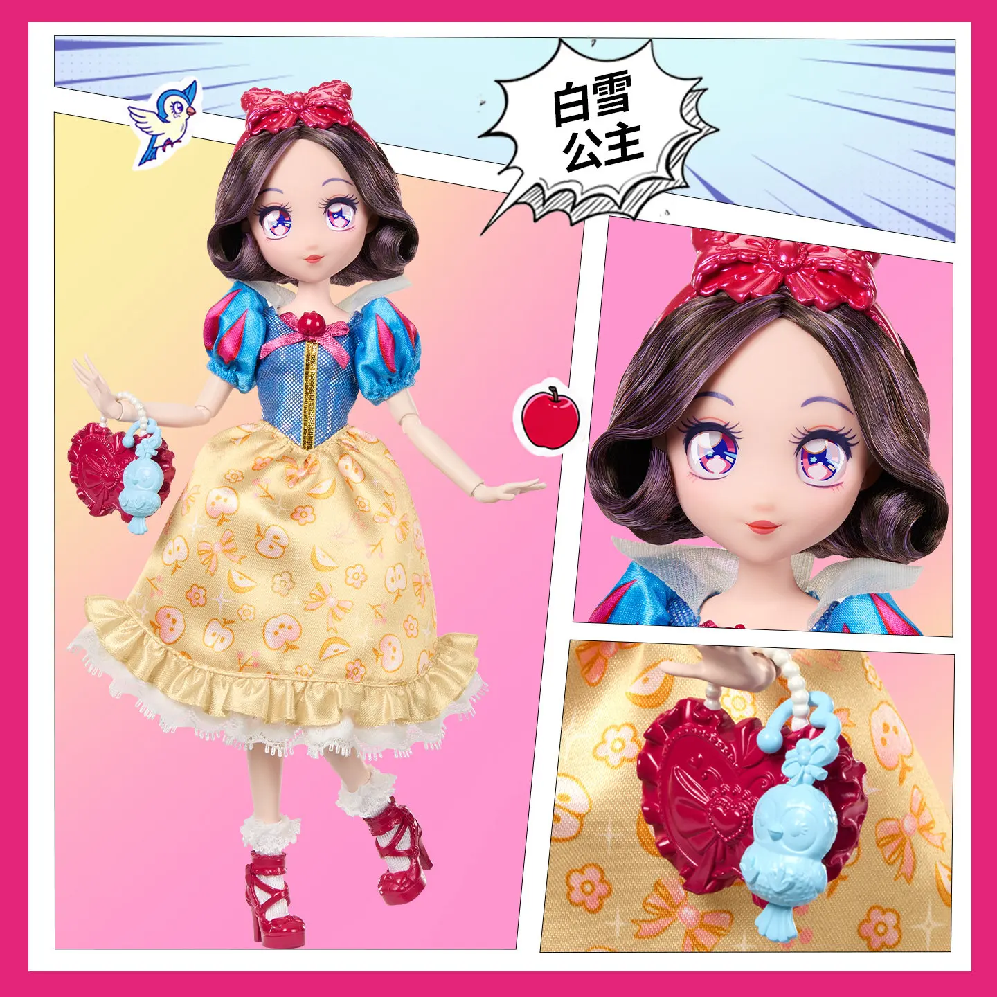 Mattel Barbie Disney Princess Snow White Anime Style Collectible Action Figure Movable Joints Decorative Gift Collection Display