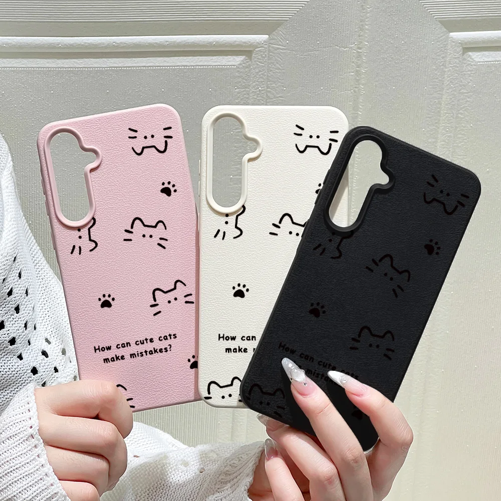 Niedliche Katzen-Handyhülle für Samsung S25 Ultra Hülle Galaxy A56 5G A16 A17 A55 A36 A53 A35 A34 A06 A07 A26 A05S S24 FE S23 Cover