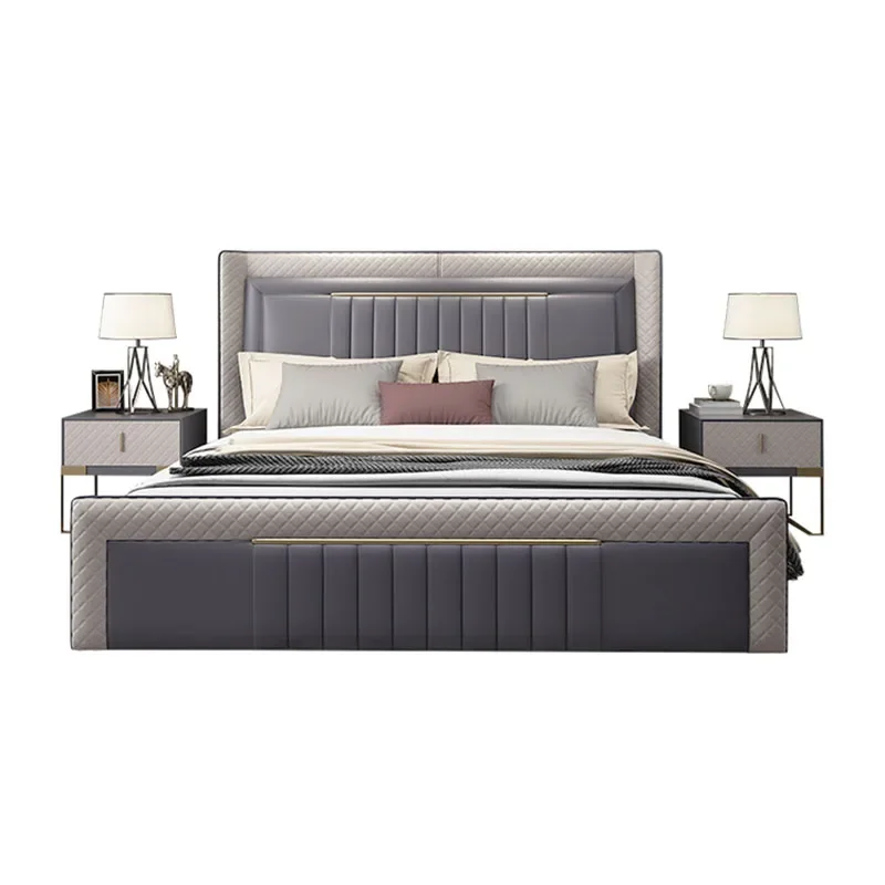 

Nordic Modern Bed Aesthetic Queen Headboard Double Bed Multifunctional Frame Cama De Lujo Para Dormitorio Bedroom Furniture