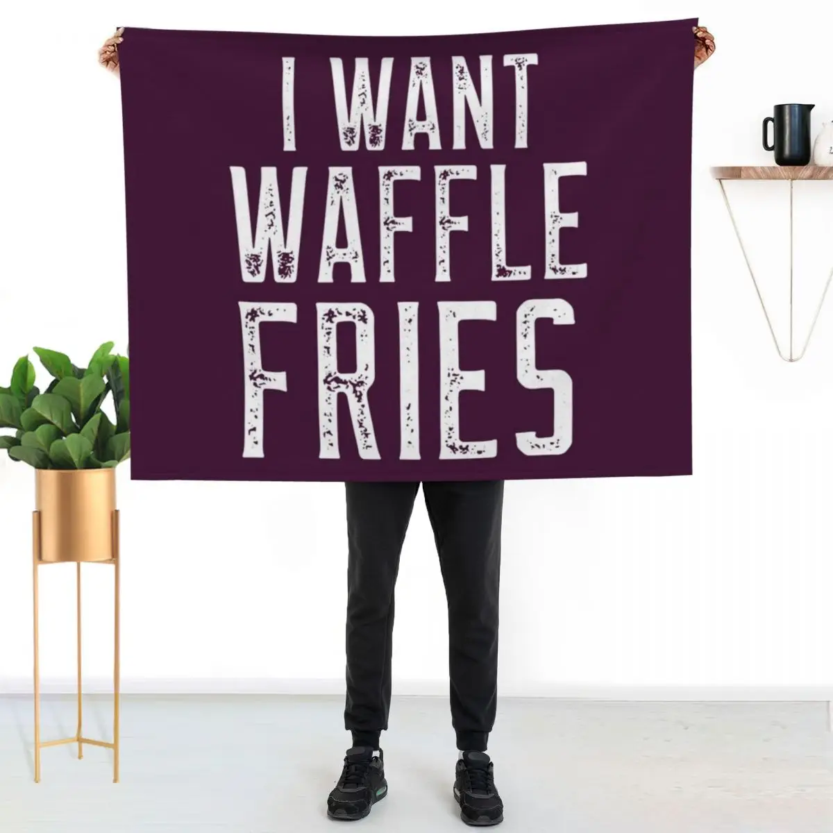 

I Want Waffle Fries Throw Blanket Fluffy Cozy Throw Blanket for Home Decor