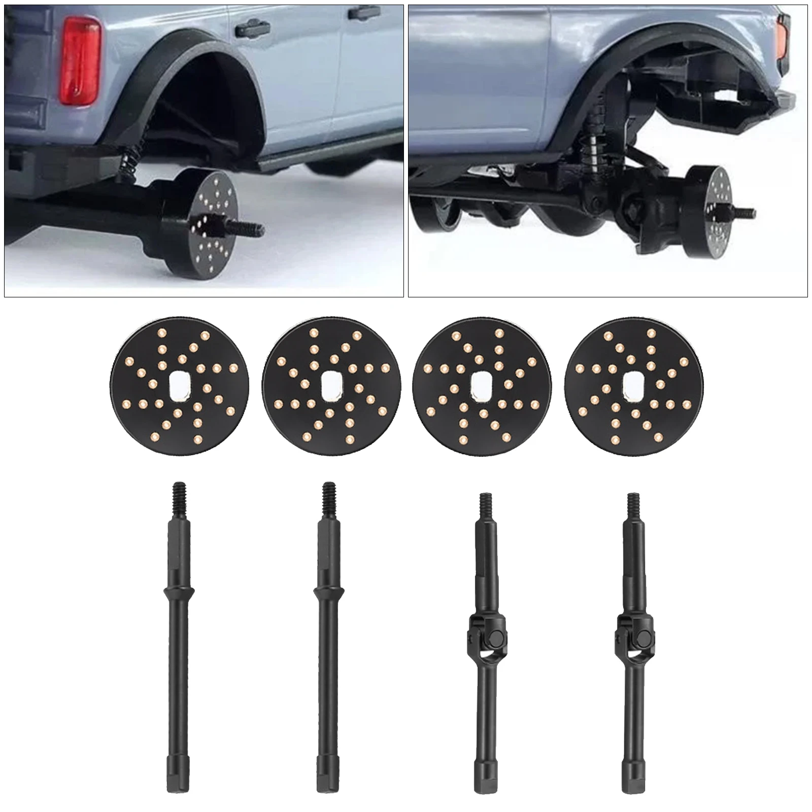 Widened Axles with 4mm Brass Weights Upgrade Parts Fit Axial 1/30 SCX30 Ford Mustang Wrangler K10 Mini RC Crawler