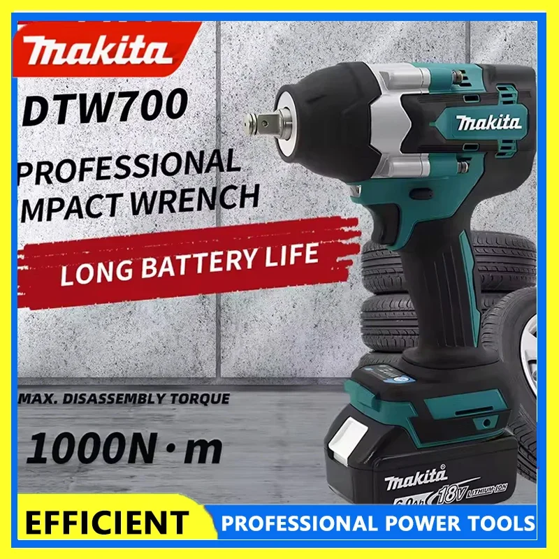

Makita DTW700 Brushless Electric Wrench High Torque 18V Cordless Drill Screwdriver Rechargeable Electric Tools Torque Wrench