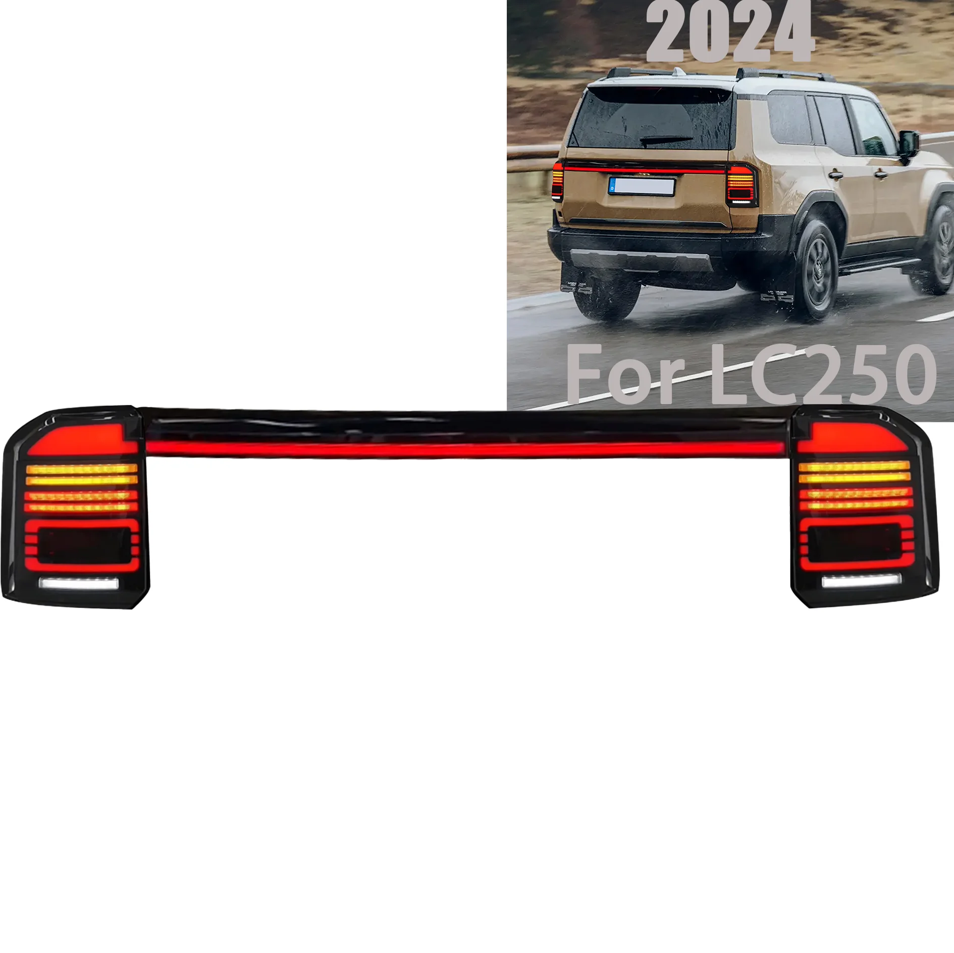 

Dynamic LED Day Running Lights Turn Signals for 2024 Prado LC250 LED Taillamp Car Accessories