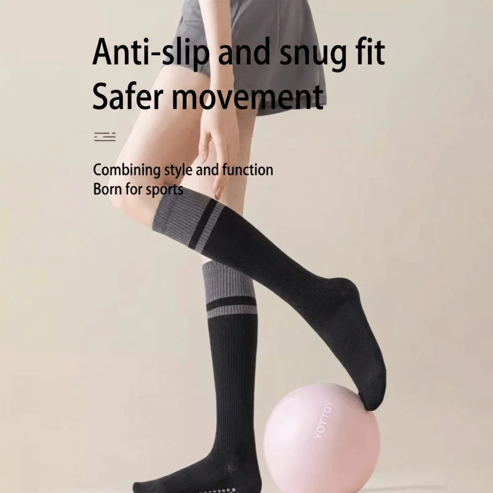 Grip Socks Non-slip Yoga Socks Adhesive Dots Elastic Compression Socks Free Size Patchwork Pilates Socks Women