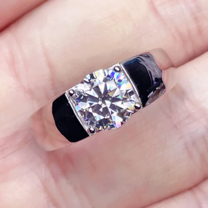 Big Verkauf Moissanite Ring Für Männer 0,5-2CT Blau Grün Gelb Rosa Rot Edelstein Diamant Ringe 14K Weiß gold Überzogene Sterling Silber