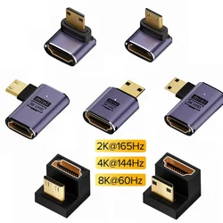 360 180 stopni w kształcie litery U Mini HD Adapter płci wtyk męski do HDMI kompatybilny żeński kątowy konwerter L HDTV type-c rozszerzenie 4K8K 60Hz