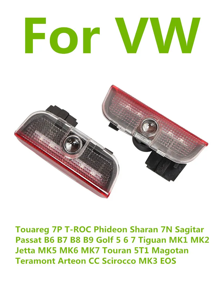 LED Car Door Logo Welcome Warning Light Accessories For VW Touran 5T1 Passat B8 B7 B6 CC Golf 5 6 7 Jetta MK5 MK6 MK7 Touareg 7P