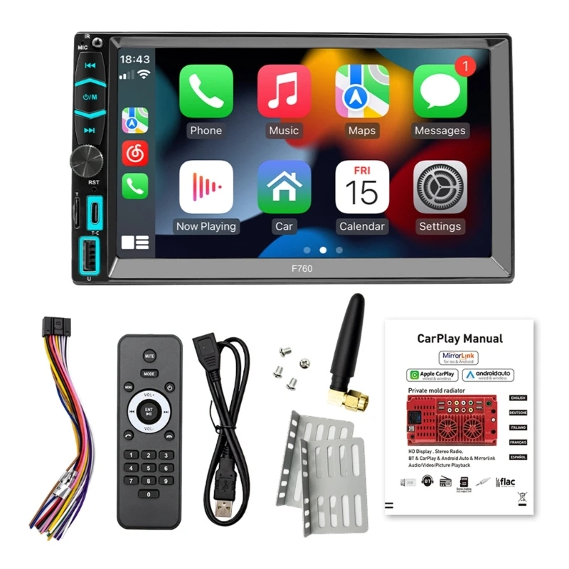 

2024 New Universal 7inch Car Radio Multimedia Video Player Wireless Carplay And Wireless Android Auto Touch-Screen Player