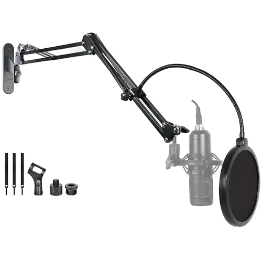

Upgrade Mic Wall MountMicrophone Boom Arm Wall Stand Holder for Logitech Blue Yeti Razer HyperX Shure Rode Mic Broadcasting Voi