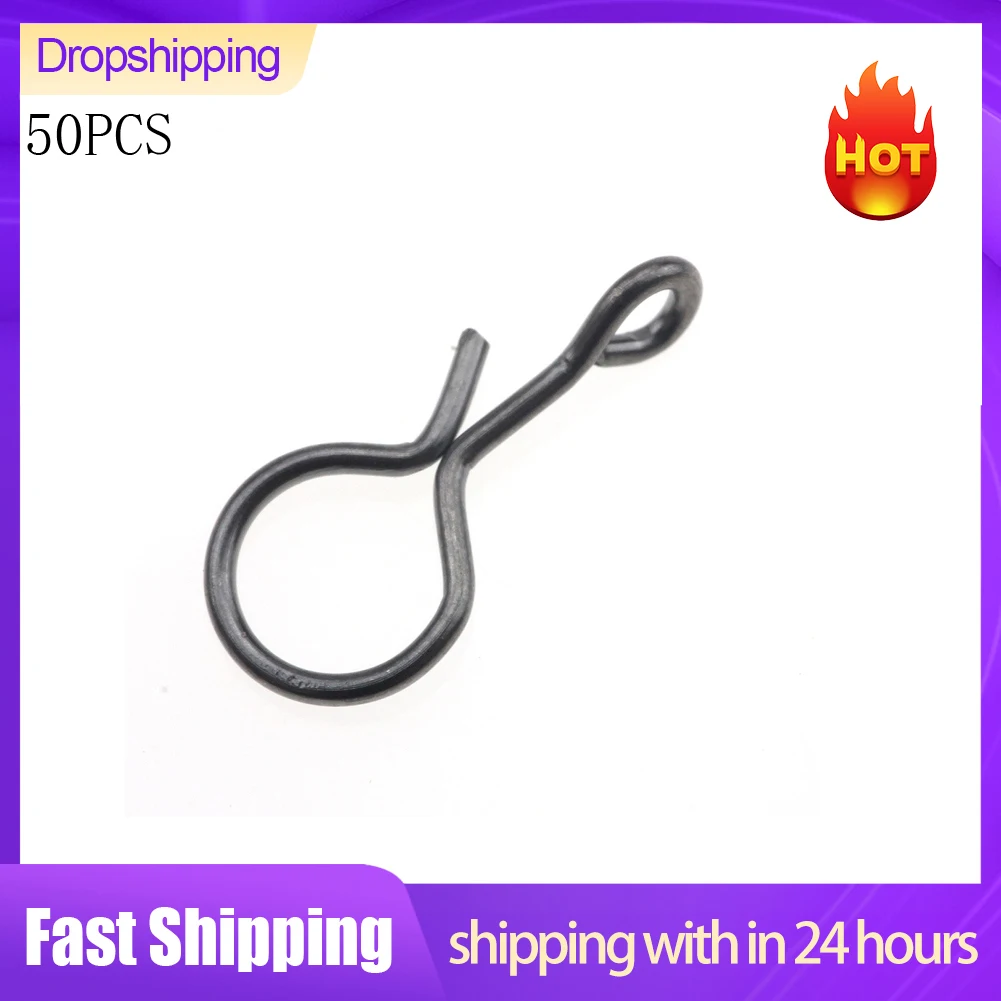 50pcs Fly Fishing Snap Hook Quick Change Connect For Flies Hook 5/8/11mm Stainless Steel Fly Hook Snaps Fishing Lure Accessories