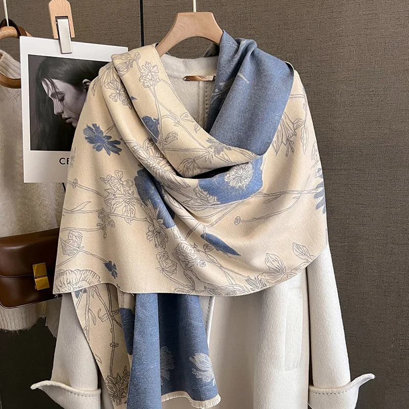

New Warm Luxury Cashmere Scarf Women Plain Color Fashion Shawl and Wraps Ladies Blanket Foulard Winter Pashmina Bandana Bufanda