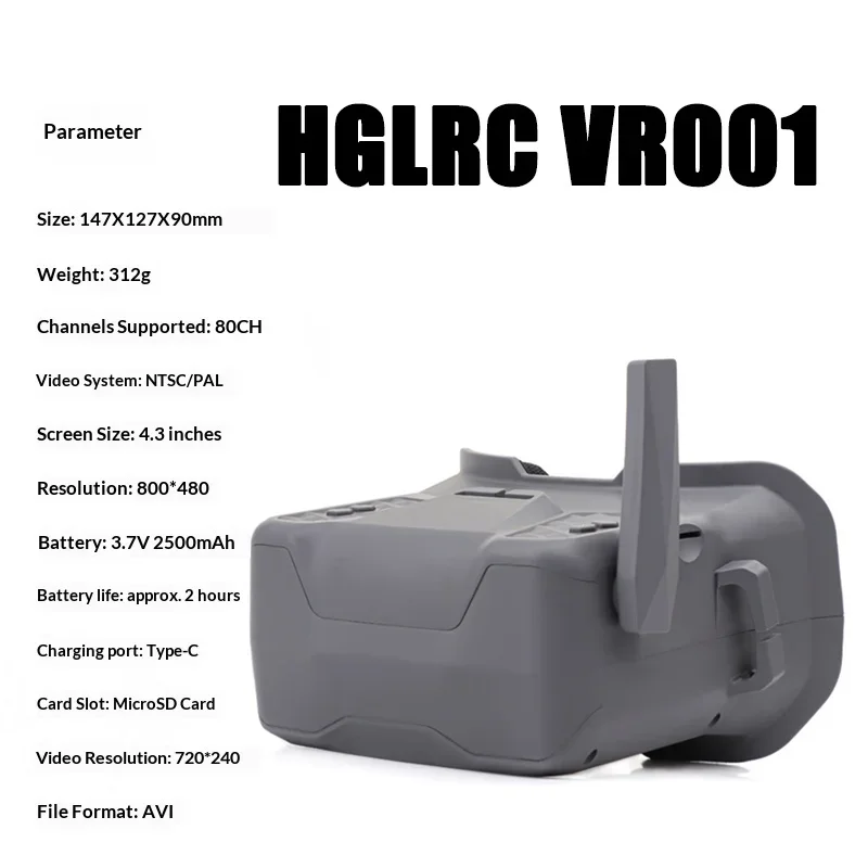 HGLRC VR001 5.8G FPV Goggles 4.3 Inch LCD Display 800x480 RC Drone FPV Glasses