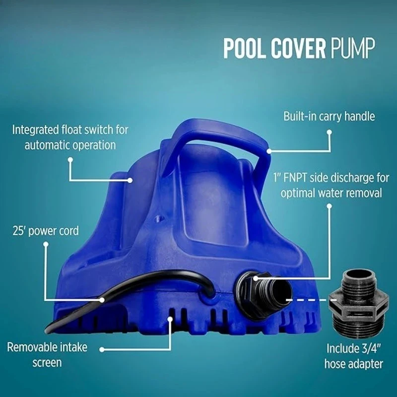 Select Seri -APCP00 / , 4 GPH, Automatic, Sersible, Swimming Pool Cover Pump with -Ft. Cord, Dark Blue