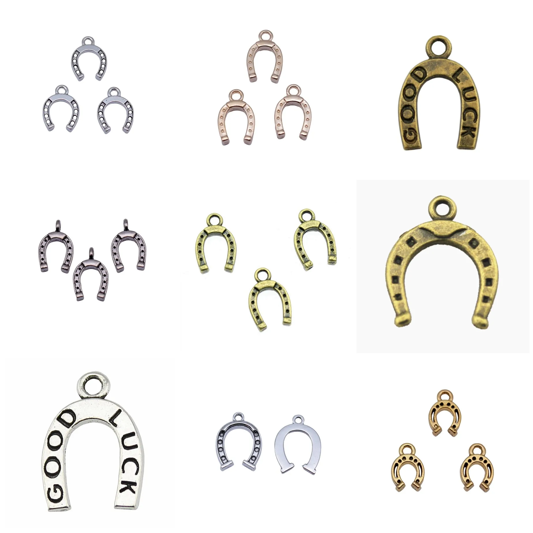 Mixed Colors Horseshoe Lucky Symbol Charms Pendant Western Cowboy Charm For Necklace Bracelet Earring DIY Jewelry Findings