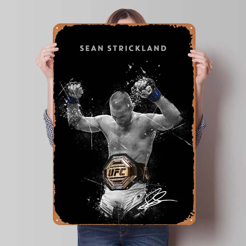 Sean Strickland Sign Boxing Poster Dekoration Retro Metal Tin Sign for Bedroom Garage Man Cave Wall Decoration Decor for Room